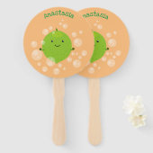 Cute green limoen bubbles cartoon afbeelding handwaaier (Voorkant en achterkant)