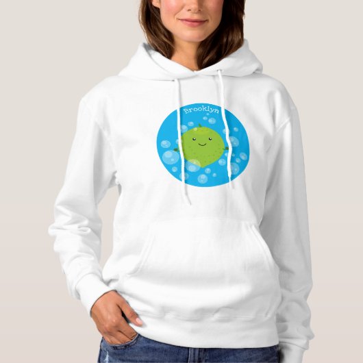 Cute green limoen bubbles cartoon afbeelding hoodie (Voorkant)