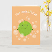 Cute green limoen bubbles cartoon afbeelding kaart (Gele Bloem)