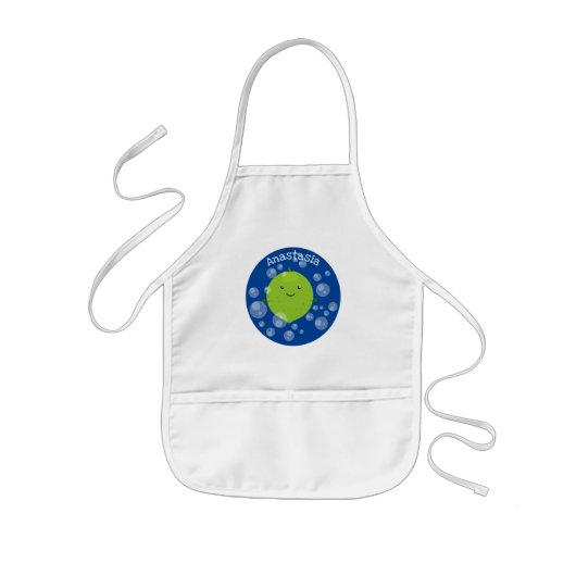 Cute green limoen bubbles cartoon afbeelding kinder schort (Voorkant)