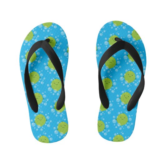Cute green limoen bubbles cartoon afbeelding kinder teenslippers (Voetbed)