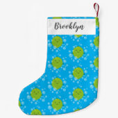 Cute green limoen bubbles cartoon afbeelding kleine kerstsok (Achterkant)