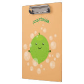 Cute green limoen bubbles cartoon afbeelding klembord (Links)