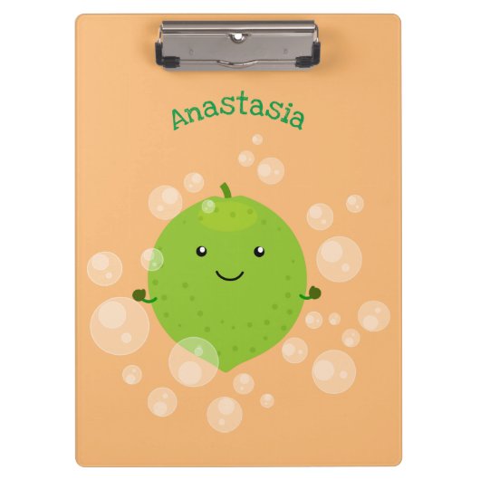 Cute green limoen bubbles cartoon afbeelding klembord (Voorkant)