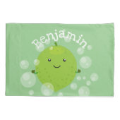 Cute green limoen bubbles cartoon afbeelding kussensloop (Achterkant)