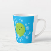 Cute green limoen bubbles cartoon afbeelding latte mok (Rechts)