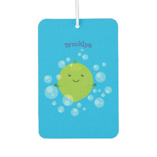 Cute green limoen bubbles cartoon afbeelding luchtverfrisser