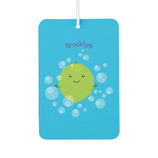 Cute green limoen bubbles cartoon afbeelding luchtverfrisser (Voorkant)