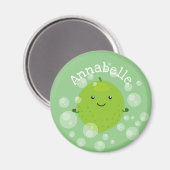 Cute green limoen bubbles cartoon afbeelding magneet (Voorkant / Achterkant)