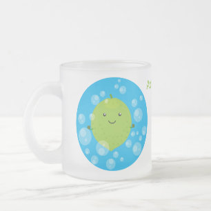 Cute green limoen bubbles cartoon afbeelding matglas koffiemok
