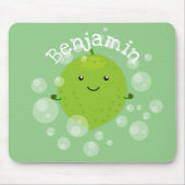Cute green limoen bubbles cartoon afbeelding muismat (Voorkant)