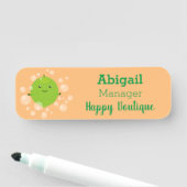 Cute green limoen bubbles cartoon afbeelding naamplaatje (In situ)