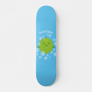 Cute green limoen bubbles cartoon afbeelding persoonlijk skateboard