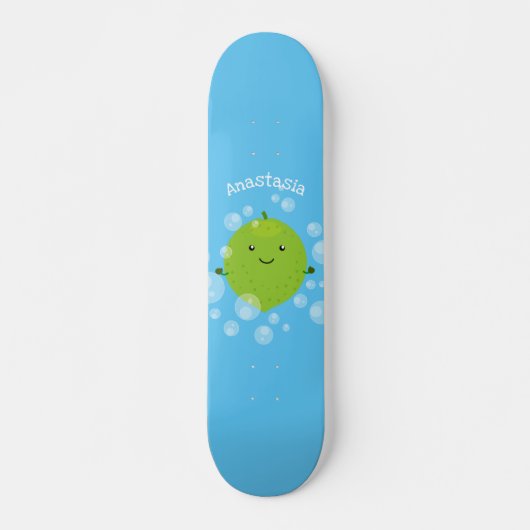 Cute green limoen bubbles cartoon afbeelding persoonlijk skateboard (Voorkant)