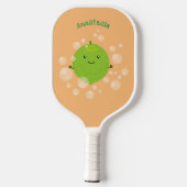 Cute green limoen bubbles cartoon afbeelding pickleball paddle (Achterkant)