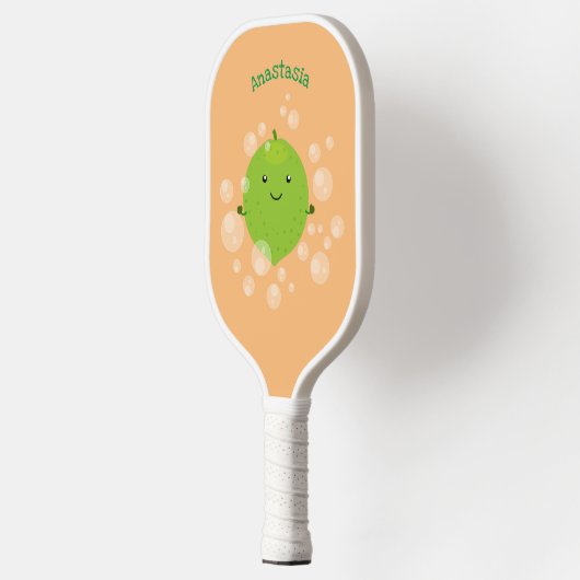 Cute green limoen bubbles cartoon afbeelding pickleball paddle (Links)