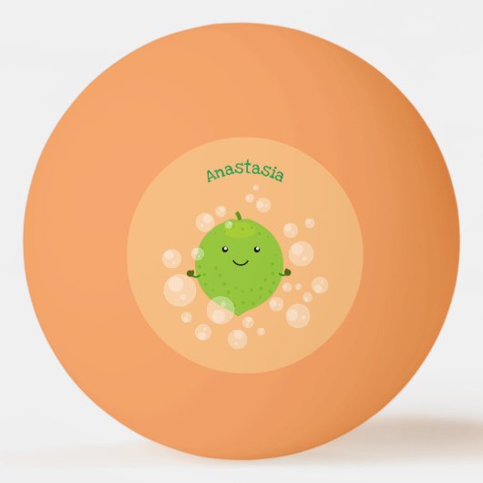 Cute green limoen bubbles cartoon afbeelding pingpongbal (Voorkant)