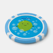 Cute green limoen bubbles cartoon afbeelding poker chips (Enkel)