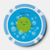 Cute green limoen bubbles cartoon afbeelding poker chips (Achterkant)