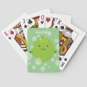 Cute green limoen bubbles cartoon afbeelding pokerkaarten