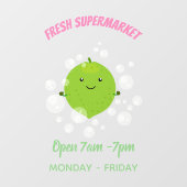 Cute green limoen bubbles cartoon afbeelding raamsticker (Vel)