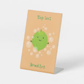 Cute green limoen bubbles cartoon afbeelding reclamebord met voetstuk (Voorkant)