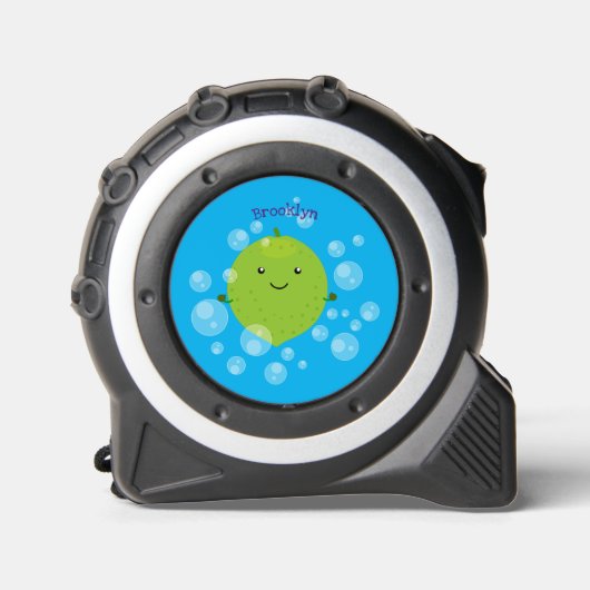Cute green limoen bubbles cartoon afbeelding rolmaat (Voorkant)