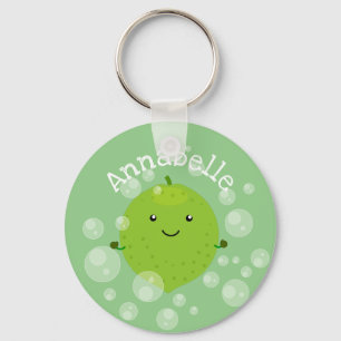Cute green limoen bubbles cartoon afbeelding sleutelhanger