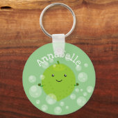 Cute green limoen bubbles cartoon afbeelding sleutelhanger (Voorkant)