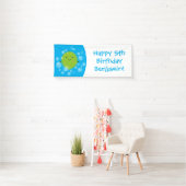 Cute green limoen bubbles cartoon afbeelding spandoek (Insitu)