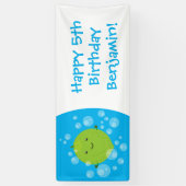 Cute green limoen bubbles cartoon afbeelding spandoek (Verticaal)