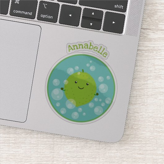 Cute green limoen bubbles cartoon afbeelding sticker (Detail)