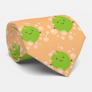 Cute green limoen bubbles cartoon afbeelding stropdas