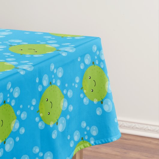 Cute green limoen bubbles cartoon afbeelding tafelkleed (Voorbeeld)