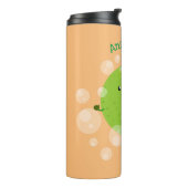 Cute green limoen bubbles cartoon afbeelding thermosbeker (Gedraaid links)