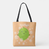 Cute green limoen bubbles cartoon afbeelding tote bag (Achterkant)