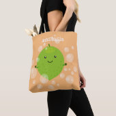 Cute green limoen bubbles cartoon afbeelding tote bag (Dichtbij)
