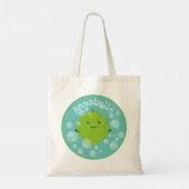 Cute green limoen bubbles cartoon afbeelding tote bag (Achterkant)