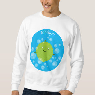 Cute green limoen bubbles cartoon afbeelding trui