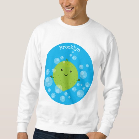 Cute green limoen bubbles cartoon afbeelding trui (Voorkant)