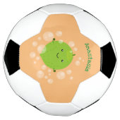 Cute green limoen bubbles cartoon afbeelding voetbal (Gedraaid)