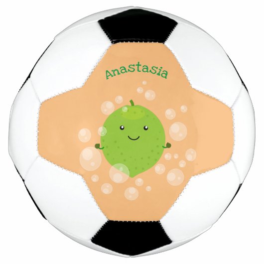 Cute green limoen bubbles cartoon afbeelding voetbal (Voorkant)