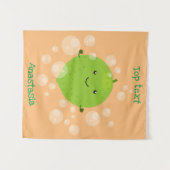 Cute green limoen bubbles cartoon afbeelding wandkleed (Voorkant (horizontaal))