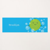 Cute green limoen bubbles cartoon afbeelding yogamat (Achterkant (horizontaal))