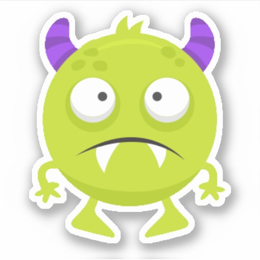 Cute Green Little Monster Halloween Sticker (Voorkant)