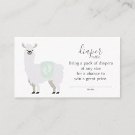 Cute Green Llama Diaper Raffle Ticket Baby shower Informatiekaartje