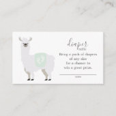 Cute Green Llama Diaper Raffle Ticket Baby shower Informatiekaartje (Voorkant)