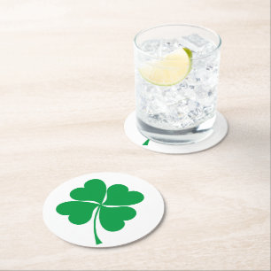 Cute Green Lucky 4 verlaat hart Clover shamrock Ronde Kartonnen Onderzetter
