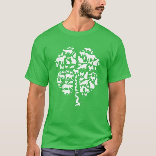 Cute Green Lucky Shamrock Clover Cat Lover St. Pat T-shirt (Voorkant)