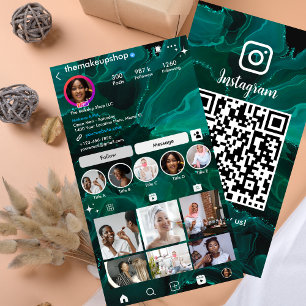 Cute Green Marble QR Visitekaartje
